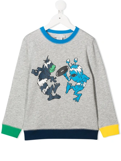 Stella Mccartney Kids' Music Monsters Crew-neck Sweatshirt In Grey