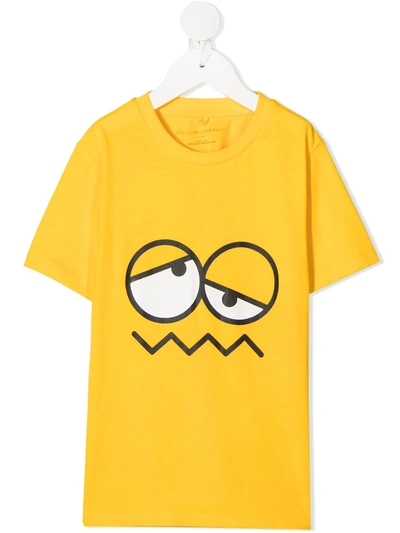 Stella Mccartney Kids' Emoji Face Crew-neck T-shirt In Yellow