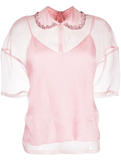 Red Valentino Crystal-embellished Blouse In Pink