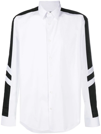 Les Hommes Side Stripe Long-sleeved Shirt In White
