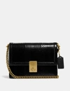 Coach Hutton Shoulder Bag In Snakeskin In Black In Brass/black