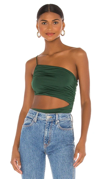 Superdown Veronica Cut Out Bodysuit In Forest Green