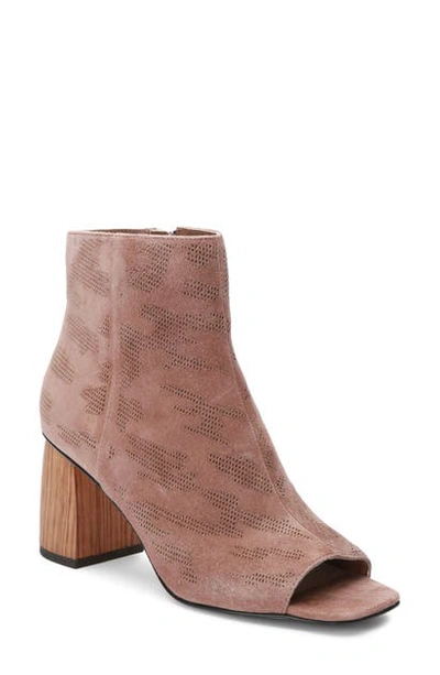 Sanctuary Rock Peep-toe Perforated Booties Women's Shoes In Desert Taupe Leather