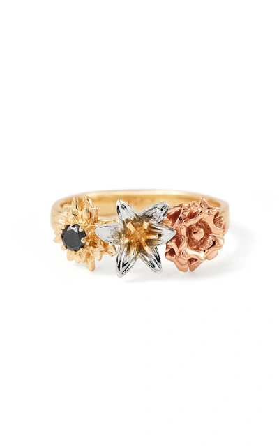 Bernard James Flora Posy Bouquet 14k Gold Ring In Multi