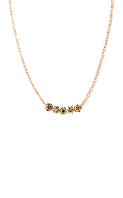 Bernard James Flora 14k Gold Diamond Charm Necklace In Multi