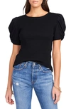 1.state Puff Ruched Sleeve T-shirt In Rich Black