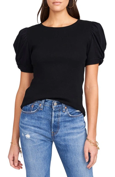 1.state Puff Ruched Sleeve T-shirt In Rich Black