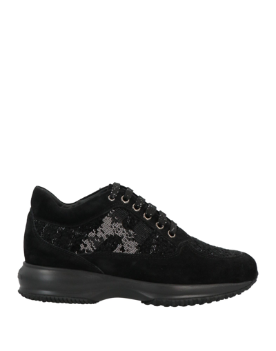 Hogan Black Suede Interactive Sneakers