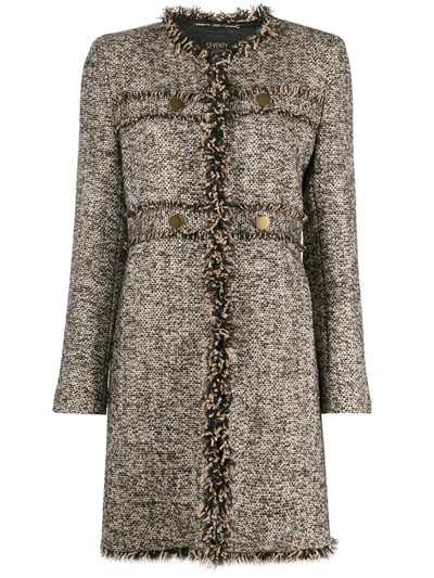 Seventy Boucle Coat W/fringes In Cammello