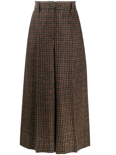 Dolce & Gabbana Check Wool Blend Wide Leg Crop Pants In Multicolor