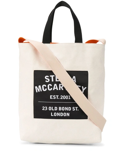 Stella Mccartney Logo-patch Oversize Tote Bag In Neutrals