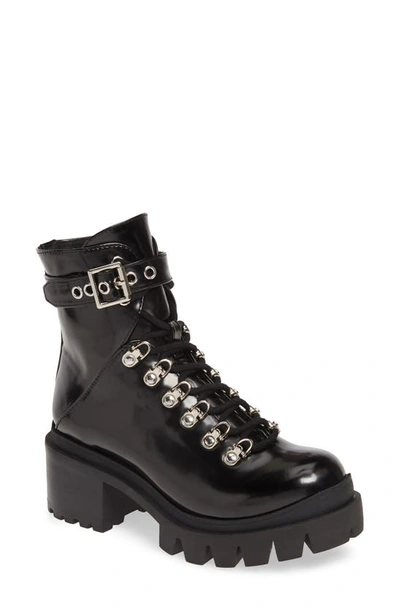 Jeffrey Campbell Czech Lug Sole Ankle Tie Boot In Black Box