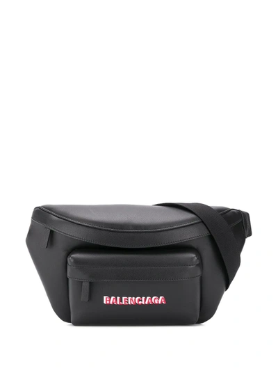 Balenciaga Everyday Logo-print Full-grain Leather Belt Bag In Black