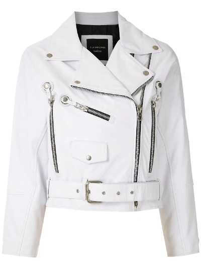 À La Garçonne Leather Cropped Jacket In White