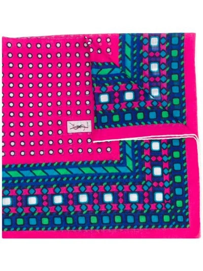 Pre-owned Saint Laurent 1980s Geometric Print Scarf In Pink