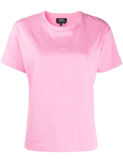 A.p.c. Jade T-shirt Micro Logo In Fuchsia,pink