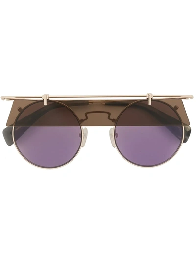 Yohji Yamamoto Eye Shade Round-frame Sunglasses In Gold