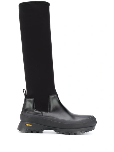 Jil Sander Panelled-design Knee-high Boots In Black