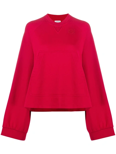 Loewe Anagram Embroidered Oversize Sweatshirt In Red