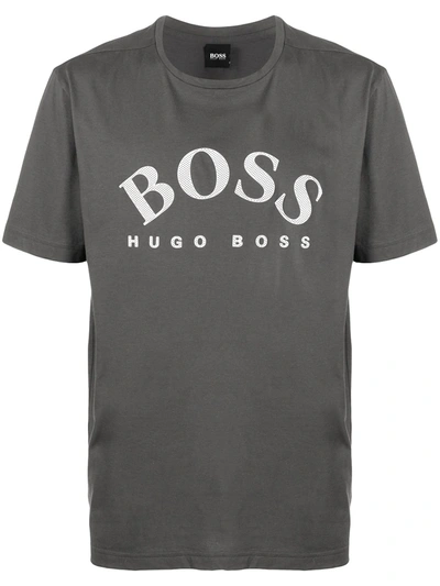 Hugo Boss Logo Print Short-sleeved T-shirt In Grey