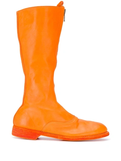 Guidi High-leg Leather Boots In Orange