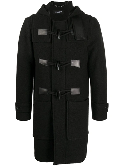 Dolce & Gabbana Wool Duffle Coat In Black