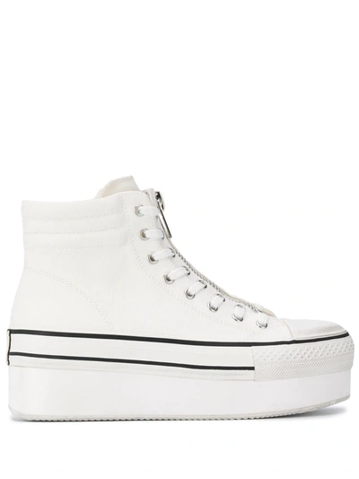 Ash Jagger Canvas Platform Zip Trainers In White