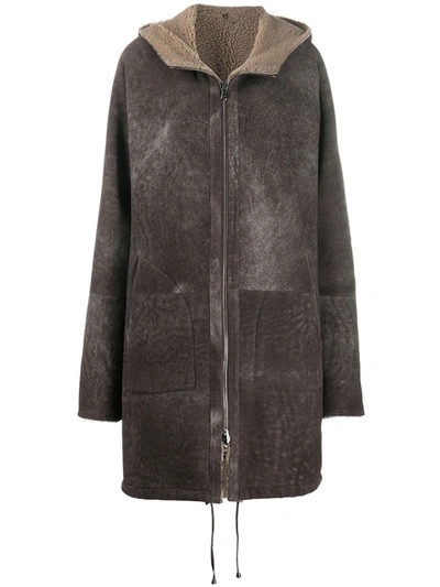 Giorgio Brato Zipped Shearling Coat In Brown