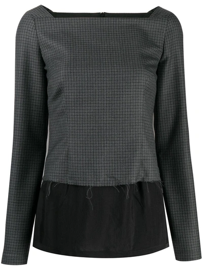 Maison Margiela Layered Check Blouse In Grey