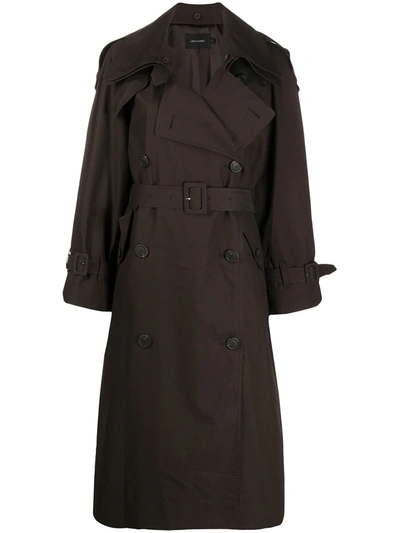 Low Classic Belted Double-breasted Trench Coat In Brown