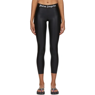 Palm Angels Logo-waistband Performance Leggings In Black/white