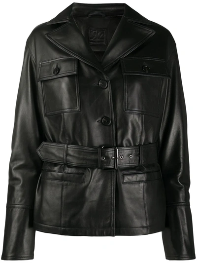 Desa 1972 Belted Leather Jacket In Black