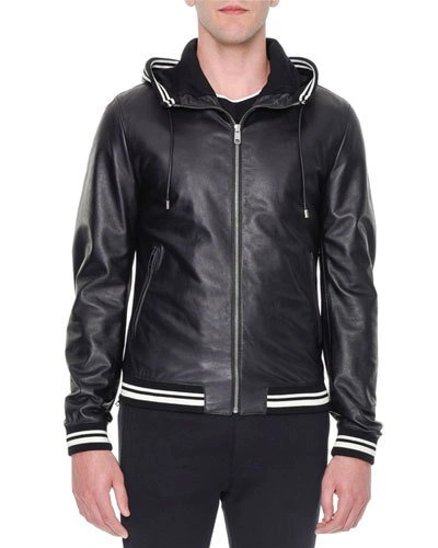 Dolce & Gabbana Varsity Bomber Jacket Lamb Leather College Uni Blouson  Jacket XS