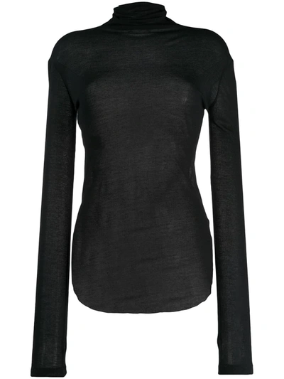 Ann Demeulemeester Roll-neck Split-hem Wool Sweater In Black