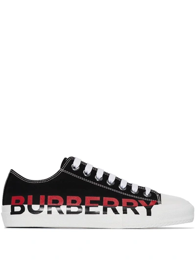 Burberry 'larkhall' Two-tone Logo Print Low-top Trainers In Black