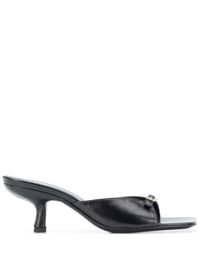By Far Erin Buckle-embellished Leather Mules In Black