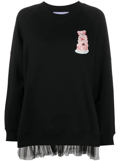 Moschino Teddy Bear-print Long-sleeved Top In Black