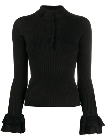 Philosophy Long-sleeved Ruffled Cuff Sweater In Black