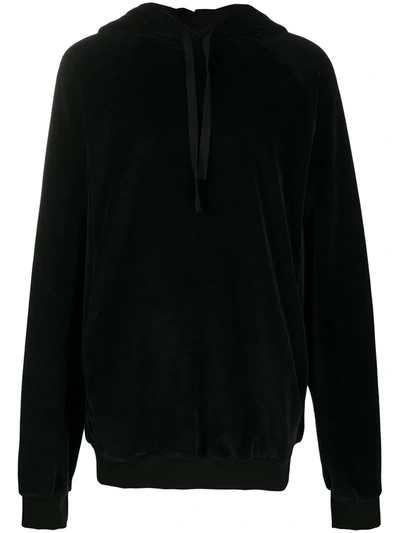 Haider Ackermann Velvet Hoodie With Embroidery At Rear In Black