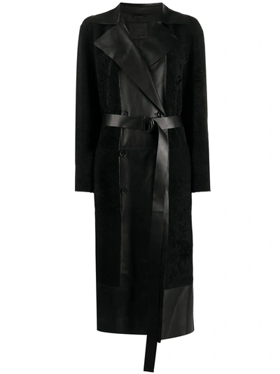 Desa 1972 Belted Panelled Coat In Black