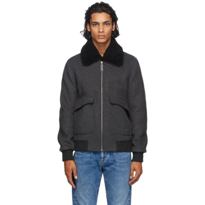 Off-white Aviator Jacket With Shearling Collar In 0801 Grywhi