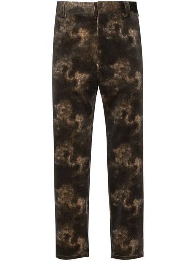 Ann Demeulemeester Bakst Printed Cotton Trousers In Brown
