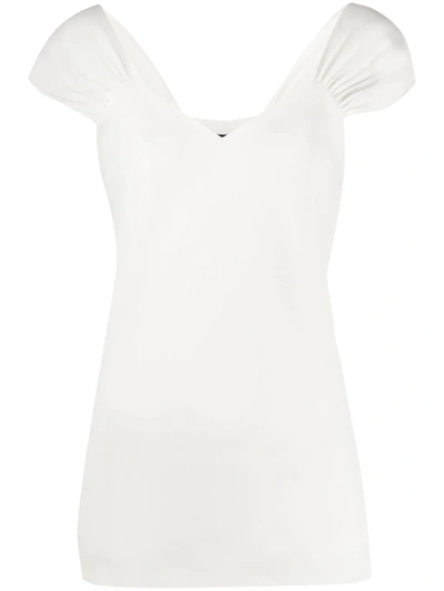 Theory V-neck Gathering Detail Blouse In White