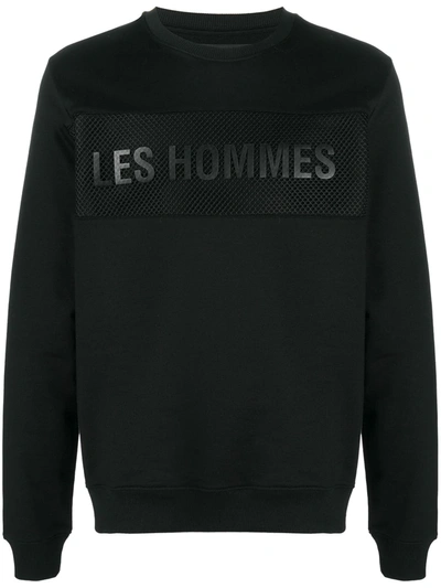 Les Hommes Mesh Logo Print Sweatshirt In Nero