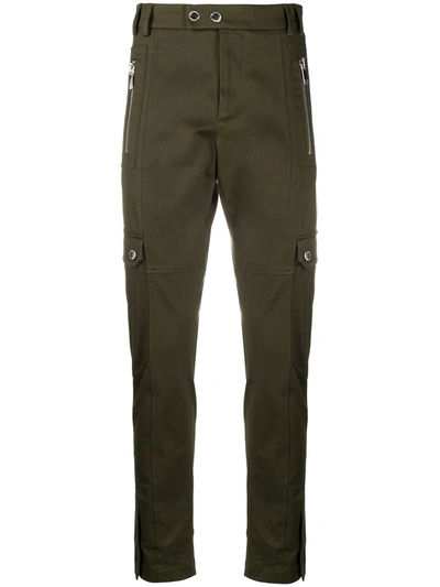 Les Hommes Straight Leg Cargo Trousers In Green