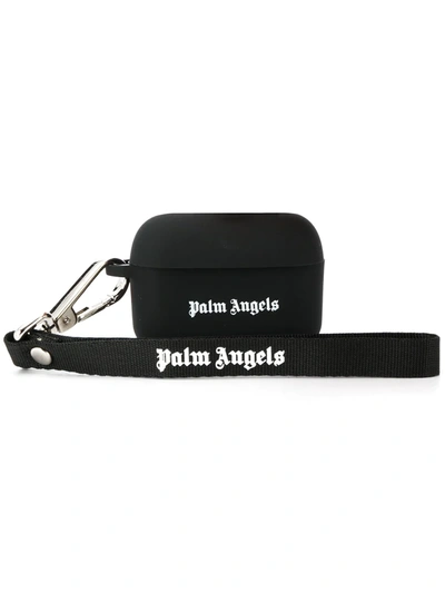 Palm Angels Logo-print Airpods Case In Black