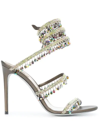 René Caovilla Embellished Strappy High-heel Sandals In Green