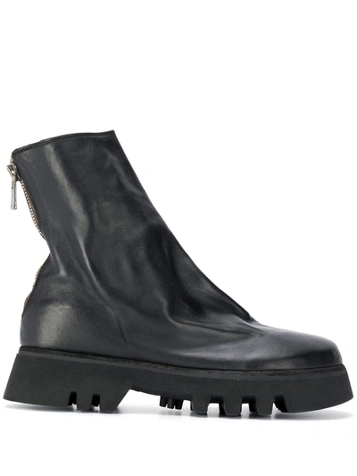 Guidi Chunky-sole Leather Boots In Black