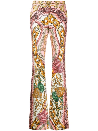Moschino High-waisted Graphic-print Trousers In Pink