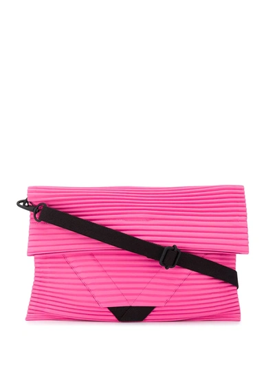 Issey Miyake Pleated Fold-over Shoulder Bag In Pink